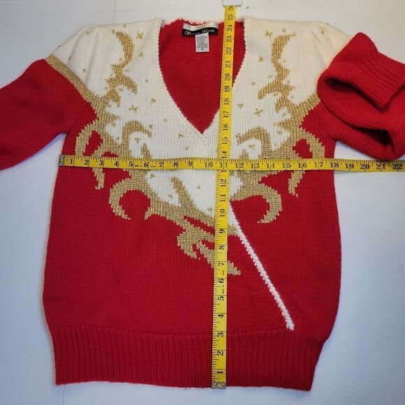 Dana Scott Vintage Red White and Gold Holiday Sweater with Angora Women's Medium - Picture 11 of 11